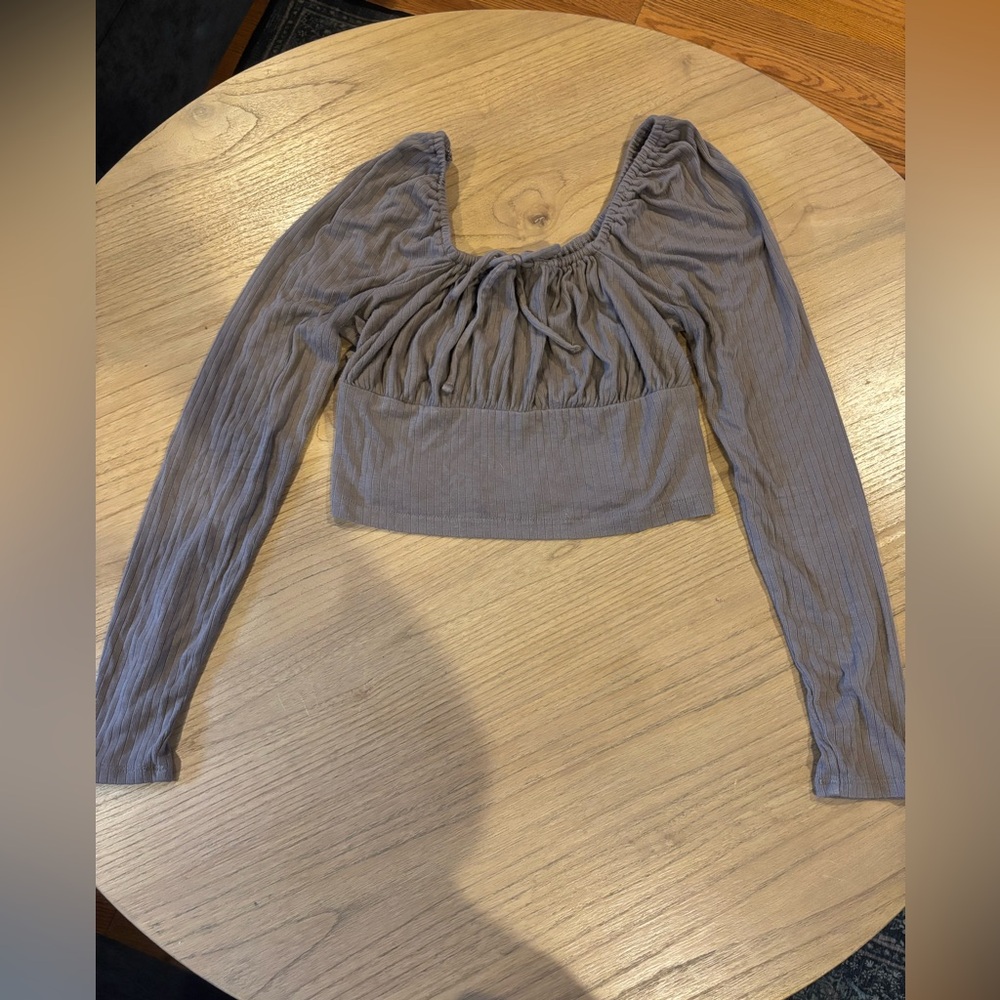 Madewell Brown Front Long Sleeve crop top